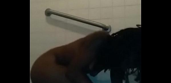  Ebony freak gets demolished in shower song facetime by scandalous grind on YouTube